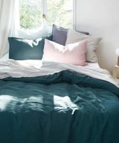 Olivier Desforges Draps Plats Drap Plat Lin Lavé Bleu 270 X 300 Cm