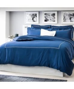 MPC Maison Draps Plats Drap Plat Luxe En Satin De Coton Bleu 240x310 Cm