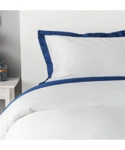 MPC Maison Draps Plats Drap Plat Luxe En Satin De Coton Bleu 270x310 Cm -Couvre-lits Soldes 2022 drap plat luxe en satin de coton bleu 270x310 cm 2