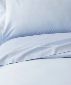 MPC Maison Draps Plats Drap Plat Luxe En Satin De Coton Bleu Ciel 300x310 Cm -Couvre-lits Soldes 2022 drap plat luxe en satin de coton bleu ciel 300x310 cm 3