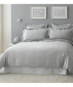 MPC Maison Draps Plats Drap Plat Luxe En Satin De Coton Gris Clair 270x310 Cm