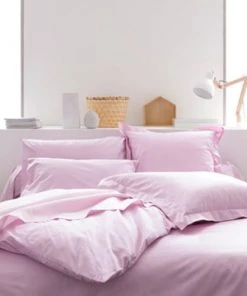 Today Draps Plats Drap Plat Poudre De Lilas En Coton 57 Fils 140x200