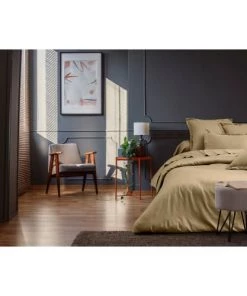 Blanc Avenue Draps Plats Drap Plat Satin De Coton 180x290 Cm Beige