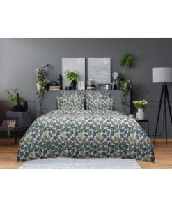 Blanc Avenue Draps Plats Drap Plat Satin De Coton 180x290 Cm Imprimé Ginkgo