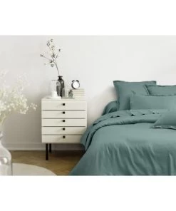 Blanc Avenue Draps Plats Drap Plat Satin De Coton 240x300 Cm Céladon