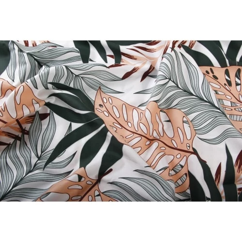 Blanc Avenue Draps Plats Drap Plat Satin De Coton 240x300 Cm Imprimé Tropical 5 Blanc Avenue Draps Plats Drap Plat Satin De Coton 240x300 Cm Imprimé Tropical – Image 3