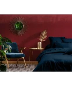 Blanc Avenue Draps Plats Drap Plat Satin De Coton 270x300 Cm Bleu