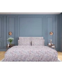 Blanc Avenue Draps Plats Drap Plat Satin De Coton 270x300 Cm Imprimé Ombellifère