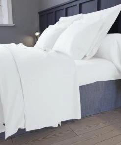 Dodo Draps Plats Drap Plat Satin De Coton Coloris Blanc 240x300 Cm