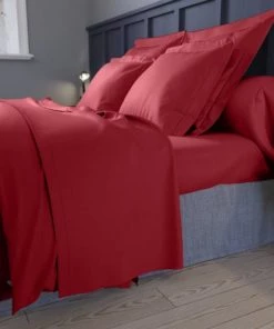 Dodo Draps Plats Drap Plat Satin De Coton Coloris Rouge 180x290 Cm