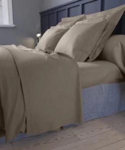 Dodo Draps Plats Drap Plat Satin De Coton Coloris Taupe 240x300 Cm