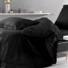 Montéléone Draps Plats Drap Plat Uni En Percale Noir 180x290 -Couvre-lits Soldes 2022 drap plat uni en percale noir 180x290 3