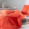 Montéléone Draps Plats Drap Plat Uni En Percale Orange 180x290 -Couvre-lits Soldes 2022 drap plat uni en percale orange 180x290 1