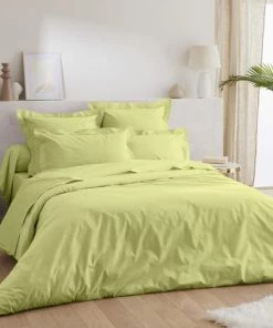 Ligne Du Blanc Draps Plats Drap Plat Uni Percale De Coton 80 Fils 240x300 Anis