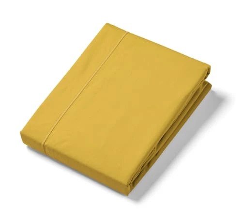 Ligne Du Blanc Draps Plats Drap Plat Uni Percale De Coton 80 Fils 240x300 Curry 4 Ligne Du Blanc Draps Plats Drap Plat Uni Percale De Coton 80 Fils 240x300 Curry – Image 2