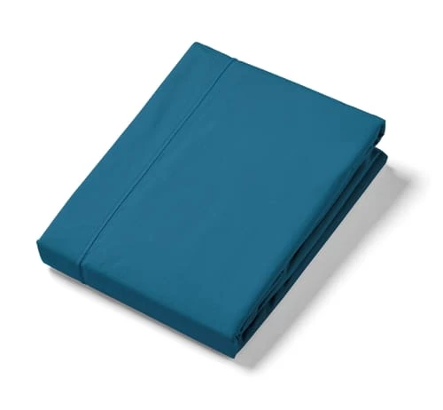 Ligne Du Blanc Draps Plats Drap Plat Uni Percale De Coton 80 Fils 270x300 Bleu Canard 4 Ligne Du Blanc Draps Plats Drap Plat Uni Percale De Coton 80 Fils 270x300 Bleu Canard – Image 2