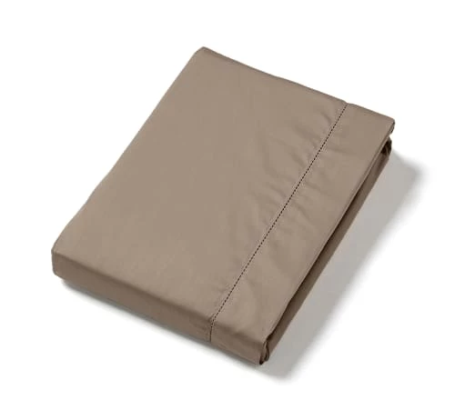 Ligne Du Blanc Draps Plats Drap Plat Uni Satin De Coton 120 Fils 180x290 Taupe 4 Ligne Du Blanc Draps Plats Drap Plat Uni Satin De Coton 120 Fils 180x290 Taupe – Image 2