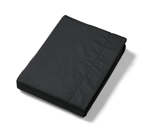 Ligne Du Blanc Draps Plats Drap Plat Uni Satin De Coton 120 Fils 270x300 Noir 4 Ligne Du Blanc Draps Plats Drap Plat Uni Satin De Coton 120 Fils 270x300 Noir – Image 2