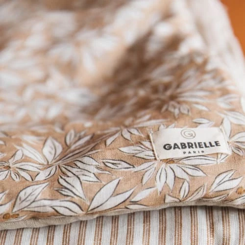 Gabrielle Paris Couvre-lits Edredon En Lin Lavé Imprimé Feuille Beige 90x190 4 Gabrielle Paris Couvre-lits Edredon En Lin Lavé Imprimé Feuille Beige 90x190 – Image 2