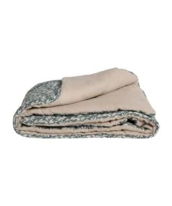 Gabrielle Paris Couvre-lits Edredon En Lin Lavé Imprimé Feuille Bleue 90x190