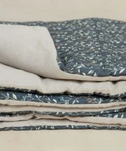 Gabrielle Paris Couvre-lits Edredon En Lin Lavé Imprimé Fleuri Bleu Foncé 90x190 -Couvre-lits Soldes 2022 edredon en lin lave imprime fleuri bleu fonce 90x190 4