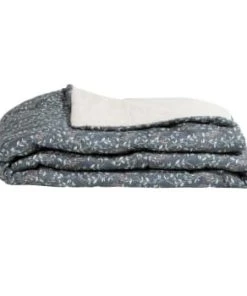 Gabrielle Paris Couvre-lits Edredon En Lin Lavé Imprimé Fleuri Marron 90x190 -Couvre-lits Soldes 2022 edredon en lin lave imprime fleuri bleu fonce 90x190 7