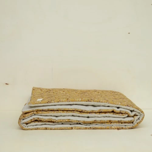 Gabrielle Paris Couvre-lits Edredon En Lin Lavé Imprimé Fleuri Jaune 90x190 4 Gabrielle Paris Couvre-lits Edredon En Lin Lavé Imprimé Fleuri Jaune 90x190 – Image 2