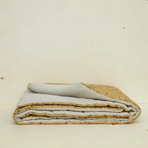 Gabrielle Paris Couvre-lits Edredon En Lin Lavé Imprimé Fleuri Jaune 90x190 5 Gabrielle Paris Couvre-lits Edredon En Lin Lavé Imprimé Fleuri Jaune 90x190 – Image 3