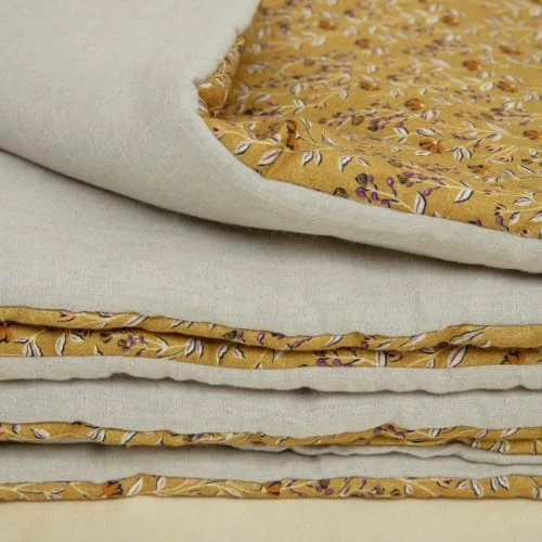 Gabrielle Paris Couvre-lits Edredon En Lin Lavé Imprimé Fleuri Jaune 90x190 6 Gabrielle Paris Couvre-lits Edredon En Lin Lavé Imprimé Fleuri Jaune 90x190 – Image 4