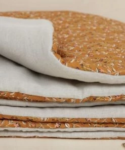 Gabrielle Paris Couvre-lits Edredon En Lin Lavé Imprimé Fleuri Marron 90x190 -Couvre-lits Soldes 2022 edredon en lin lave imprime fleuri marron 90x190 3