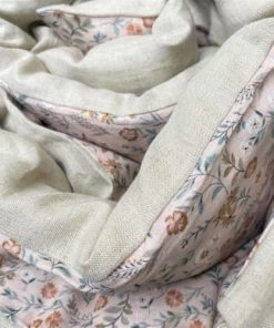 Gabrielle Paris Couvre-lits Edredon En Lin Lavé Imprimé Fleuri Rose 90x190 -Couvre-lits Soldes 2022 edredon en lin lave imprime fleuri rose 90x190 3