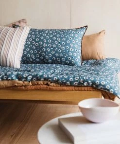 Gabrielle Paris Couvre-lits Edredon En Lin Lavé Imprimé Léopard Bleu Foncé 90x190