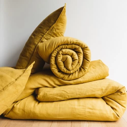 Gabrielle Paris Couvre-lits Edredon En Lin Lavé Jaune 90x190 4 Gabrielle Paris Couvre-lits Edredon En Lin Lavé Jaune 90x190 – Image 2