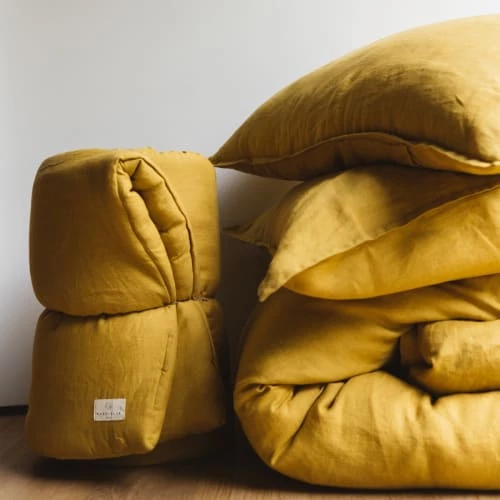 Gabrielle Paris Couvre-lits Edredon En Lin Lavé Jaune 90x190 5 Gabrielle Paris Couvre-lits Edredon En Lin Lavé Jaune 90x190 – Image 3