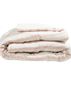 Gabrielle Paris Couvre-lits Edredon En Lin Lavé Rayé Rose/crÚme 90x190
