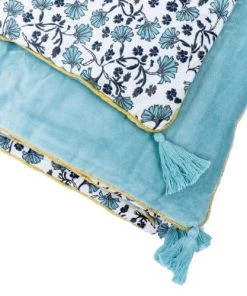 Febronie Couvre-lits Edredon En Toile Et Velours De Coton 75x180cm Bleu -Couvre-lits Soldes 2022 edredon en toile et velours de coton 75x180cm bleu 2