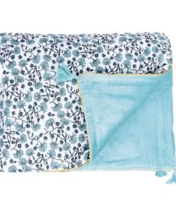 Febronie Couvre-lits Edredon En Toile Et Velours De Coton 75x180cm Bleu -Couvre-lits Soldes 2022 edredon en toile et velours de coton 75x180cm bleu 4