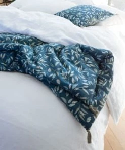 Blanc Cerise Couvre-lits Édredon Imprimé En Coton 100x190 Cm Indigo Et Curry -Couvre-lits Soldes 2022 edredon imprime en coton 100x190 cm indigo et kaki