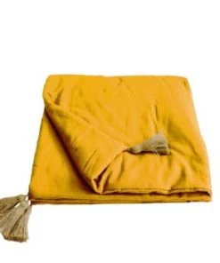 Decostars Couvre-lits Édredon Pompons Jute Vieux Rose 90x190cm -Couvre-lits Soldes 2022 edredon pompons jute moutarde 90x190cm