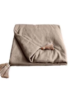 Decostars Couvre-lits Édredon Pompons Jute Naturel 90x190cm