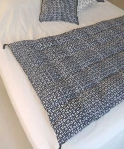 Casatera Couvre-lits Edredon Sur-matelas En Coton Imprimé Block Print Blanc Sur Fond Bleu -Couvre-lits Soldes 2022 edredon sur matelas en coton imprime block print blanc sur fond bleu 3