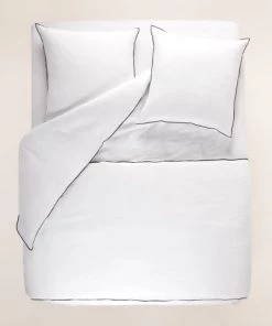 Madura Couvre-lits Housse D'édredon 90x200 Cm Blanc Pur Et Bourdon Noir En Lin -Couvre-lits Soldes 2022 housse d edredon 90x200 cm blanc pur et bourdon noir en lin 2