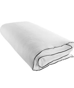 Madura Couvre-lits Housse D'édredon 90x200 Cm Blanc Pur Et Bourdon Noir En Lin