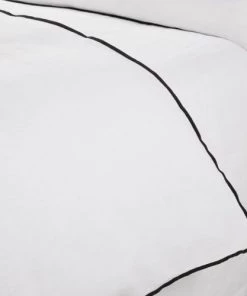 Madura Couvre-lits Housse D'édredon 90x200 Cm Blanc Pur Et Bourdon Noir En Lin -Couvre-lits Soldes 2022 housse d edredon 90x200 cm blanc pur et bourdon noir en lin 3