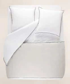 Madura Couvre-lits Housse D'édredon 90x200 Cm Calcaire Et Bourdon Noir En Lin -Couvre-lits Soldes 2022 housse d edredon 90x200 cm calcaire et bourdon noir en lin 2