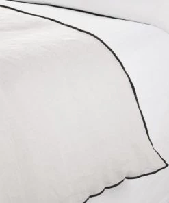Madura Couvre-lits Housse D'édredon 90x200 Cm Calcaire Et Bourdon Noir En Lin -Couvre-lits Soldes 2022 housse d edredon 90x200 cm calcaire et bourdon noir en lin 3