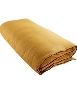Madura Couvre-lits Housse D'édredon 90x200 Cm Ocre Et Bourdon Noir En Lin