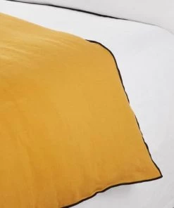 Madura Couvre-lits Housse D'édredon 90x200 Cm Ocre Et Bourdon Noir En Lin -Couvre-lits Soldes 2022 housse d edredon 90x200 cm ocre et bourdon noir en lin 3