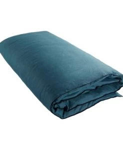 Madura Couvre-lits Housse D'édredon 90x200 Cm Pétrole Et Bourdon Noir En Lin