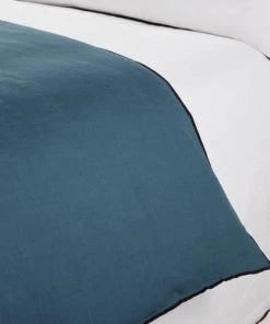 Madura Couvre-lits Housse D'édredon 90x200 Cm Pétrole Et Bourdon Noir En Lin -Couvre-lits Soldes 2022 housse d edredon 90x200 cm petrole et bourdon noir en lin 3